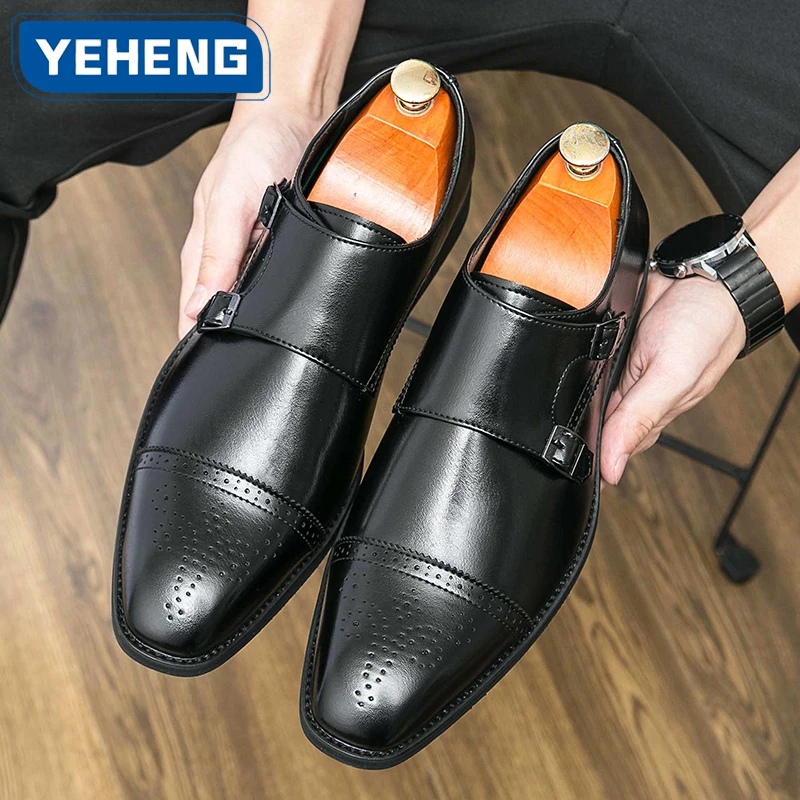 

Модельер Формальные мужские модельные туфли без шнуровки Новые классические оксфорды для поездок на работу Вечерние деловые туфли Мужские свадебные лоферы на плоской подошве