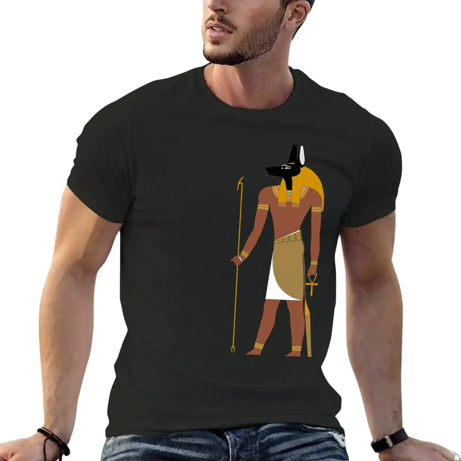 Golden Anubis T-Shirt aesthetic clothes Aesthetic clothing vintage clothes Short sleeve tee men