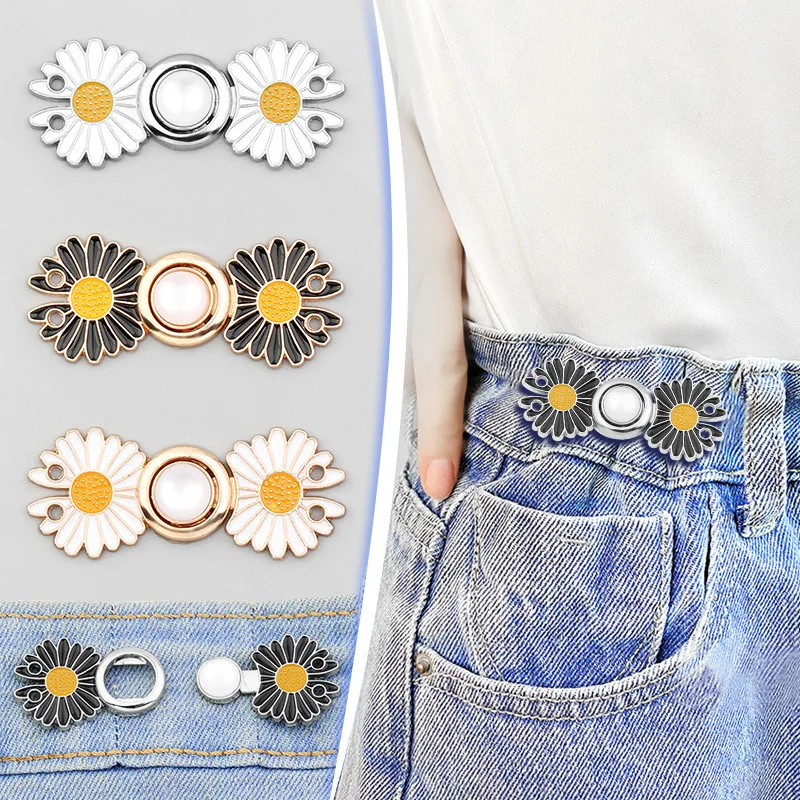 

5/1Set Extender Button Adjustable Waist Buckle Set Jean Button Pins Perfect Fit Instant for Tighten Waist Jeans No Sewing Button