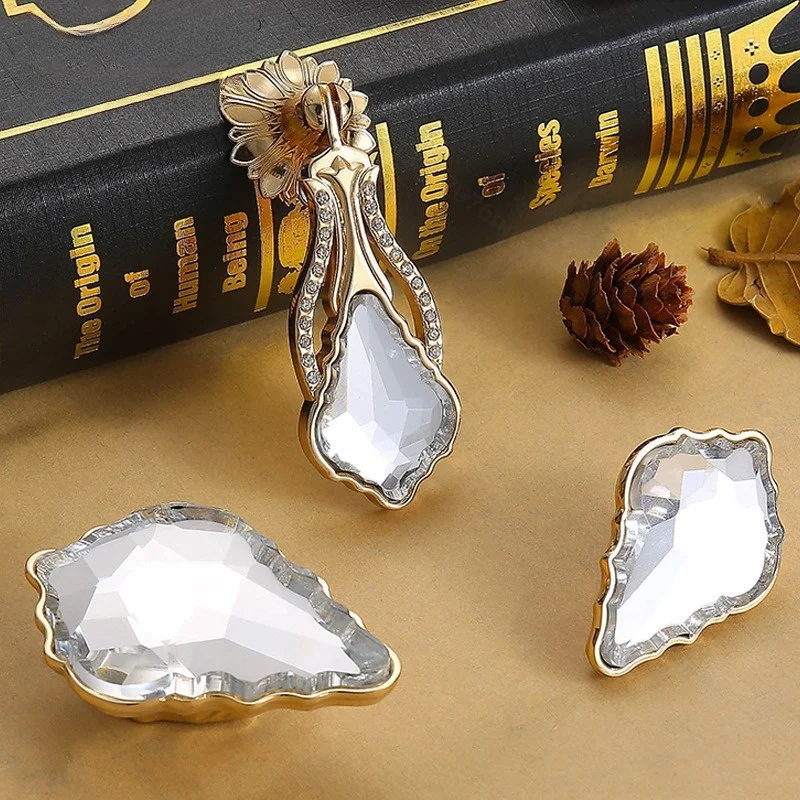 Crystal Single Hole Cabinet Pull Handles Furniture Drawer Knobs Wardrobe Shoe Cabinet Decor Hardware Accessories Home Decoration