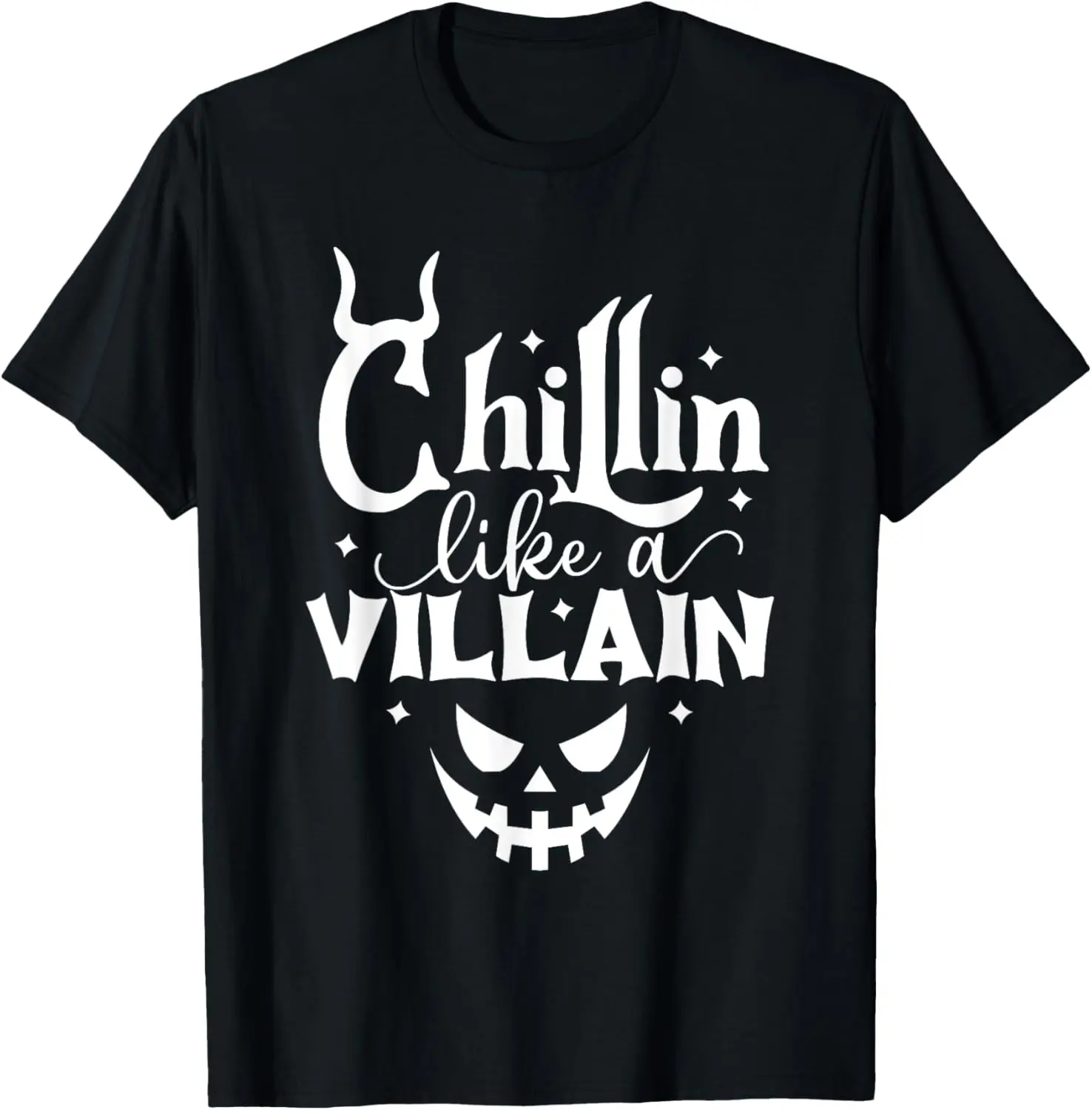 Chillin Like A Villain Jack O Lantern Face — забавная футболка на Хэллоуин