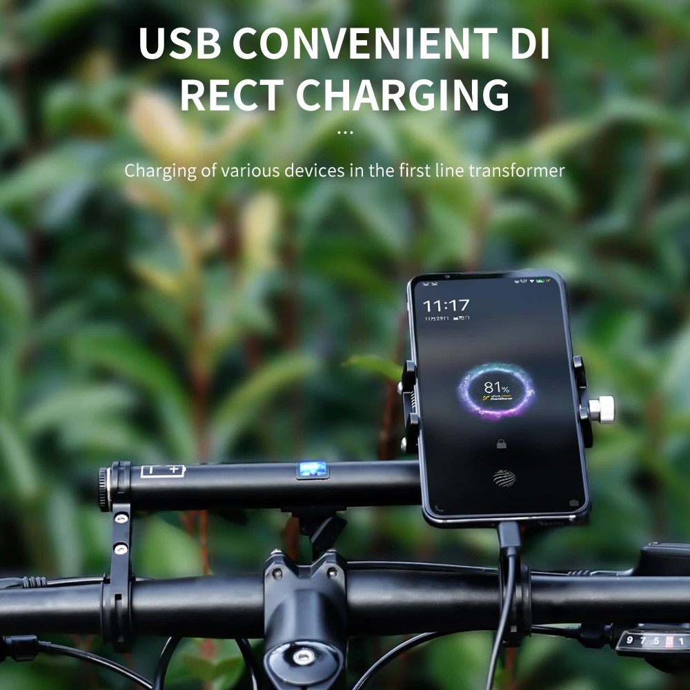 4000mAh Rechargeable Aluminum Alloy Bicycle Handle Extension Rack Bike Handlebar Extension with Power Bank
