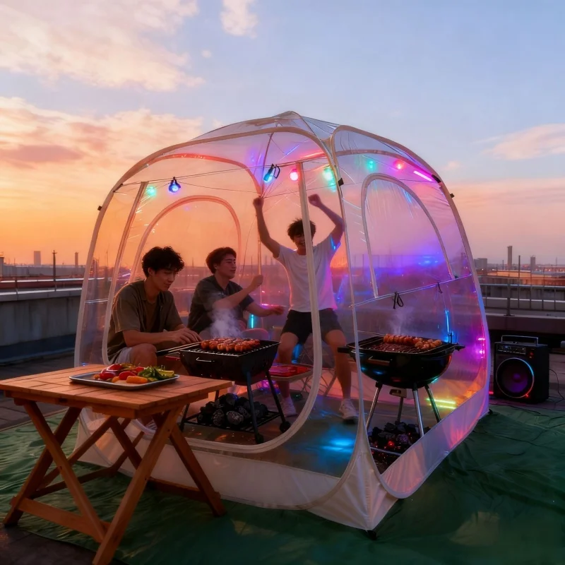 Outdoor starry sky tent, popular transparent bubble house, portable and quick-opening, winter windproof and warm courtyard tent