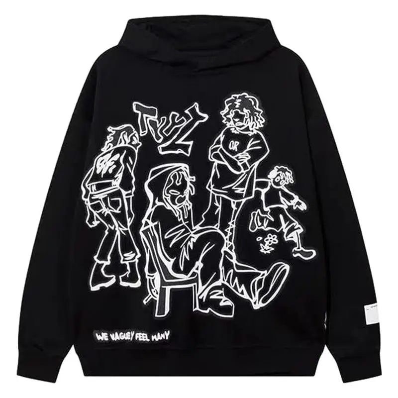 Hip Hop Sweater Graffiti Hip Hop Letter Printed Sweatshirt Unisex Fashionable Soft Cotton Clothes For Boys Girls Women