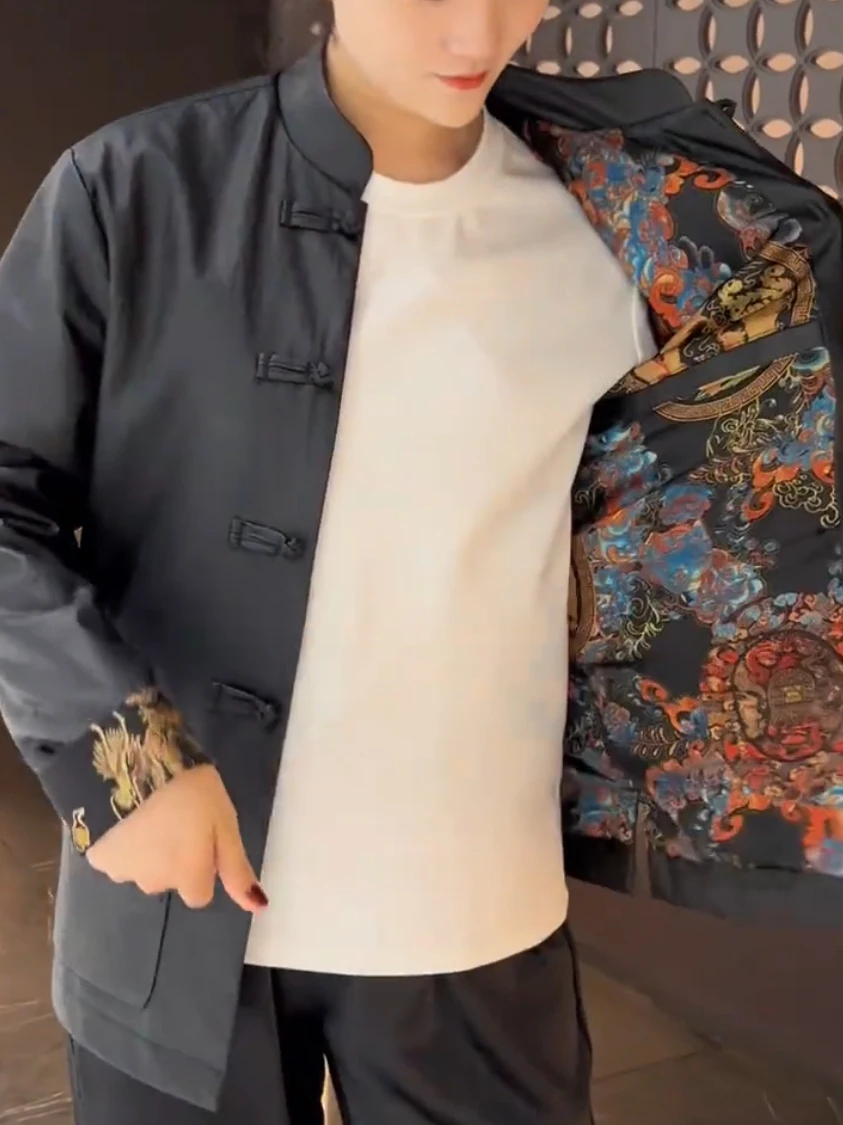 

Comfortable Faionable Casual Tang Suit Jaet for Men Spring Autumn New Sle Lightweight Long Sve Youth Pure Color