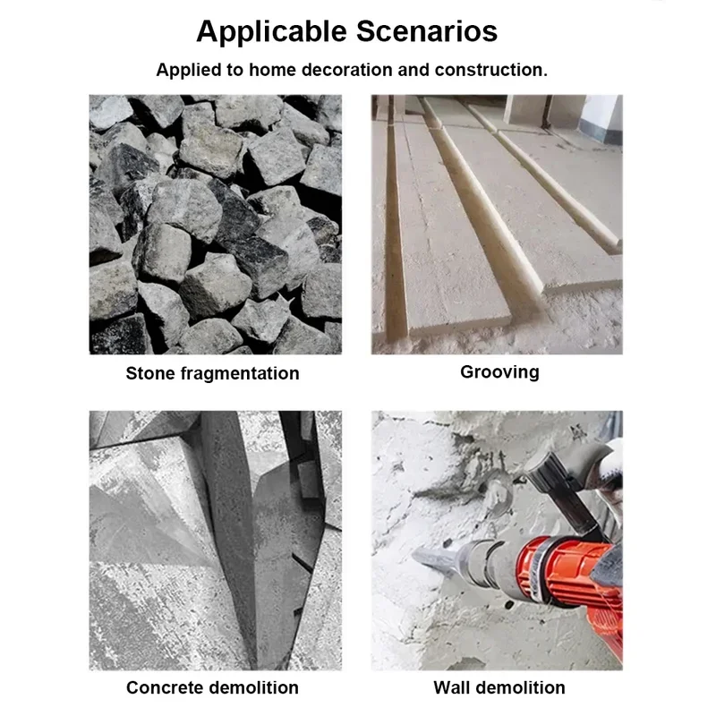 17pcs Round Handle Impact Electric Hammer Drill Bit Chisel Plastic Box Set Concrete Point Flat Chisel Drilling Grooving with Box