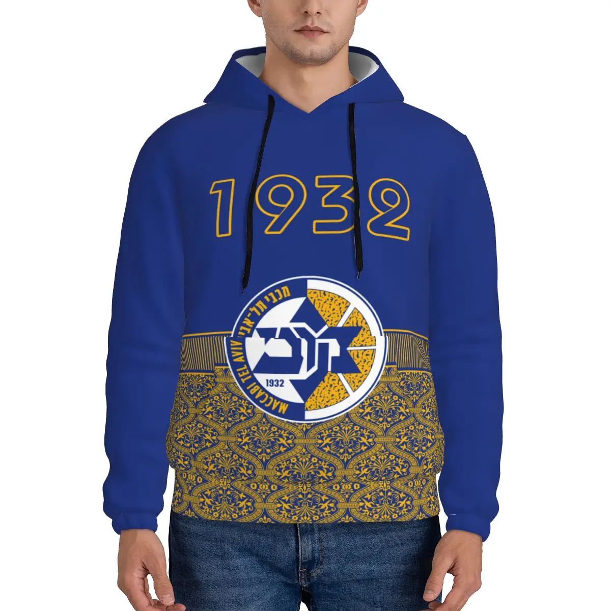 Israel Maccabi Tel Aviv Bc Men's hooded printed hooded street casual outdoor breathable pullover