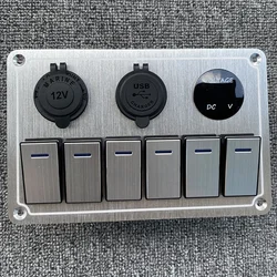 High Quality Metal 4/6/8 gang Digital Display with USB Port 12V  Waterproof for Car Marine Boat LED Rocker Switch Panel