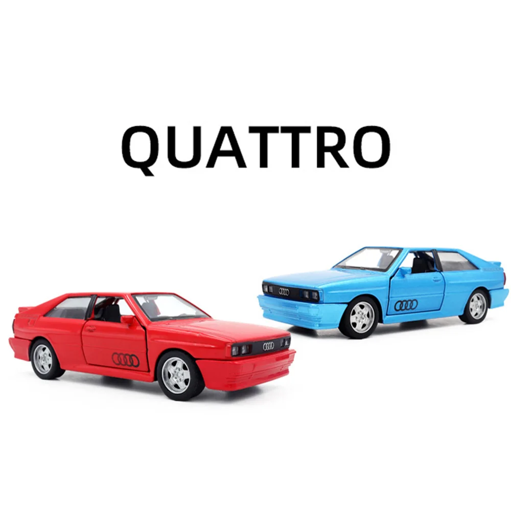 1:36 Audi 1980 Toy Cars Alloy Die-casting Models With 2 Doors Opened Pull Back Function Rubber Tire Vehicle Toys For Kids' Gifts