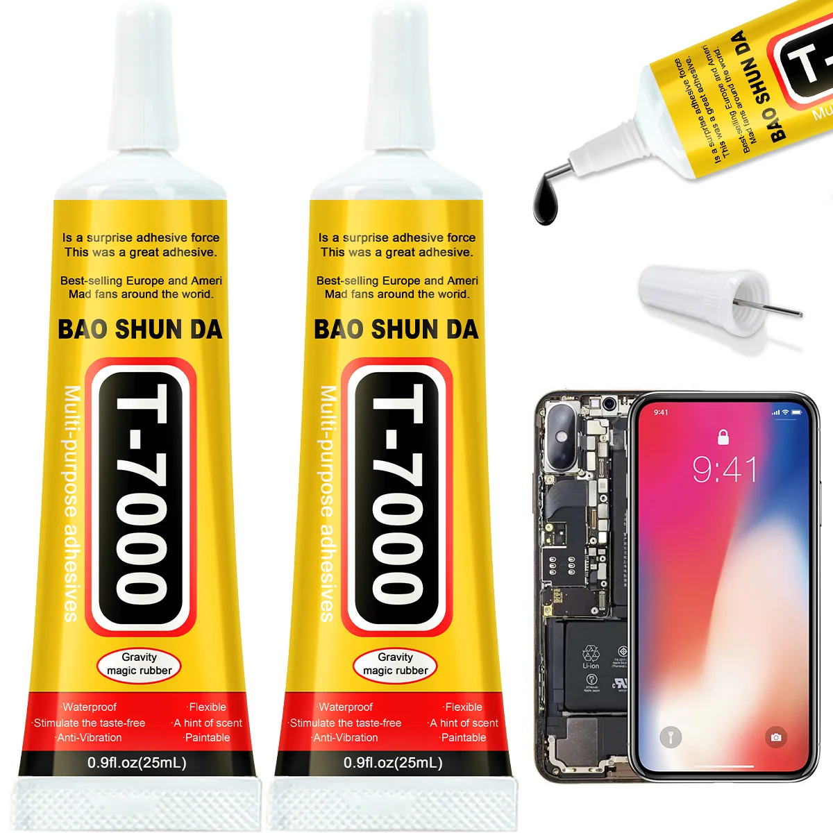 Pegamento negro T7000 para reparación de pantalla móvil, pegamento impermeable para joyería artesanal, adhesivos líquidos súper fuertes, pegamento multiusos para bricolaje,T-7000 Herramienta líquido negro,superglue
