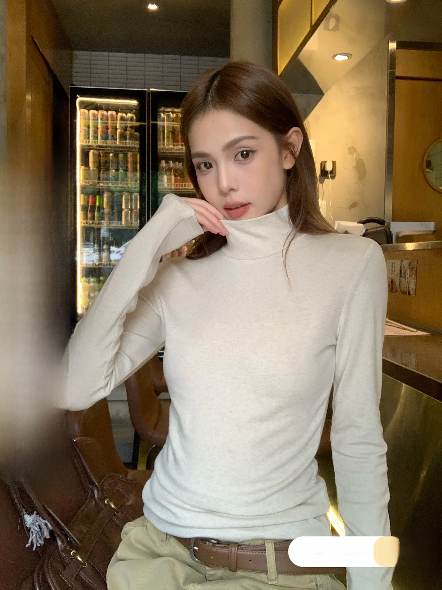 

Song Zhengen Wool Blend Long Sve Base Layer irt Женская облегающая футболка с овальными плечами Осень-зима Новый топ для внутренней одежды