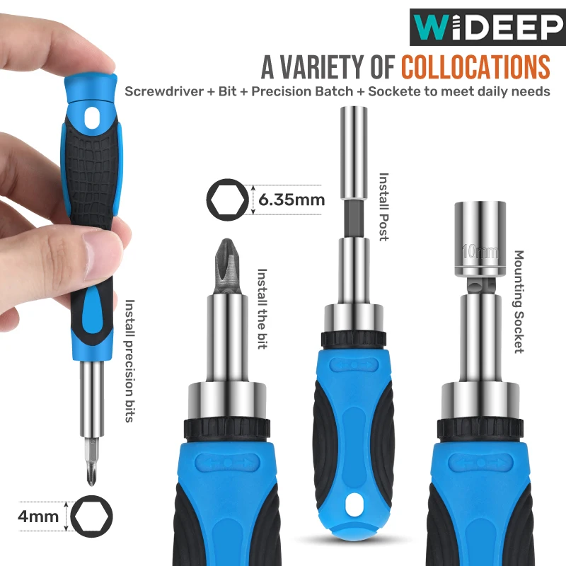 WIDEEP 44Pcs Precision Screwdriver Set Magnetic Torx Bits Screw Repair Torx Ratchet Screw Driver For Phone Laptop Hand Tool