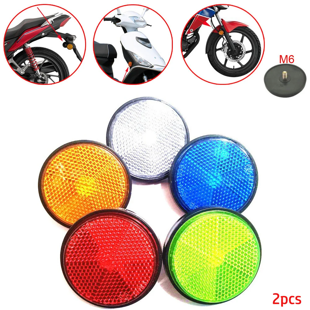 2 Pack Circular Reflector Night Safety Light For Motorcycle Truck Trailer Auto Red Yellow White M6 6cm Waterproof Dustproof