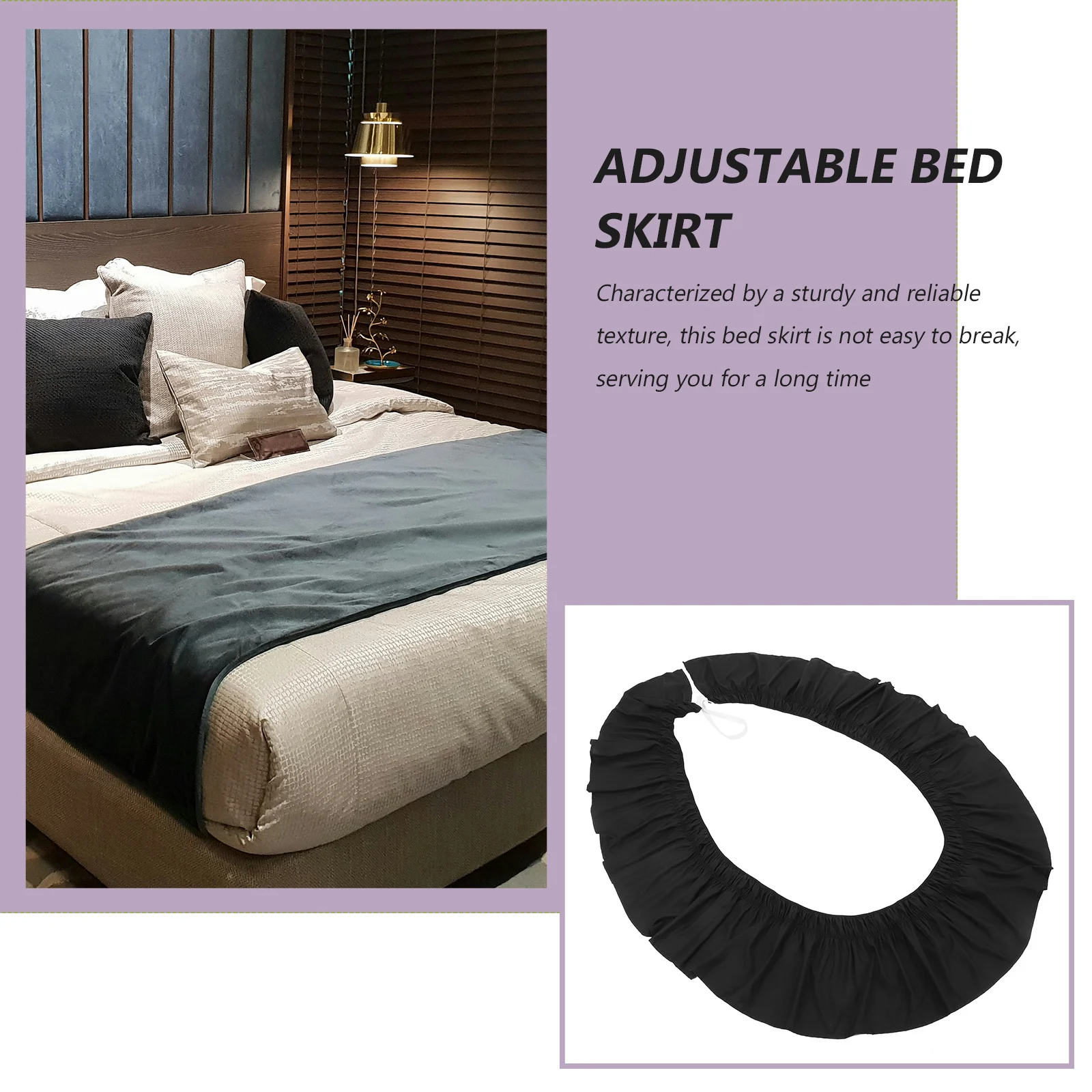 تنورة مرتبة مرنة طويلة من البوليستر الناعم قابلة للتعديل، مقاومة للبهتان، مستلزمات غرفة النوم