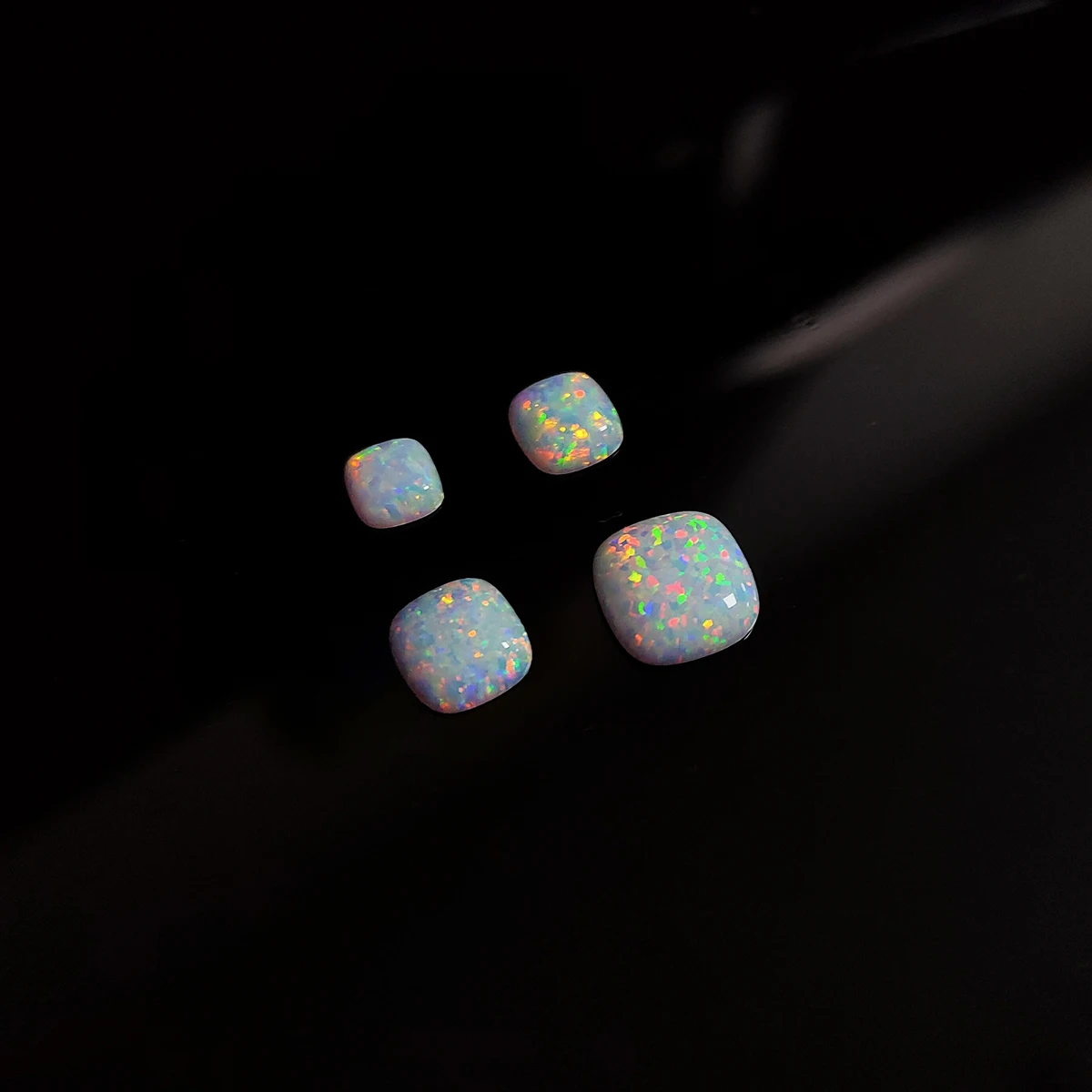 5 Pieces White Gemstone Cushion Shape Square Beads Synthetic OP17 White Opal Jewelry Stone