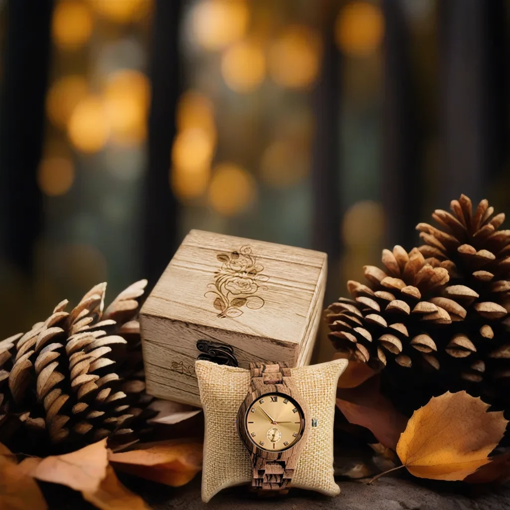 Gouden Horloge Luxe Casual Mode Hout Polshorloges Voor Vrouwen Gesimuleerde Diamanten Wijzerplaat Jubileum Gepersonaliseerde Geschenken Voor Dames