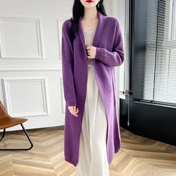 Autumn And Winter New Long Wool Long Sleeve Cardigan Coat Women Loose Lazy Cashmere Knitted Casual Coat