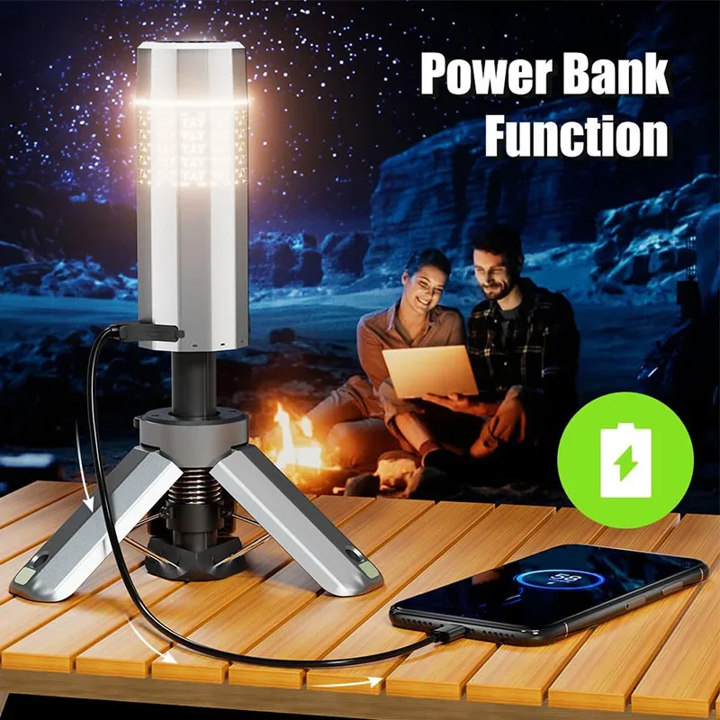 Multifunctional Retractable LED Flashlight Rechargeable Waterproof for Camping Hiking Emergency Table Lamp