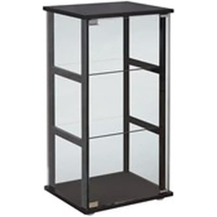Contemporary Contemporary 3-shelf glass curio cabinet for home decor, pine and particle board with black finish, tempered glass shelves, mod - Aliexpress Deal