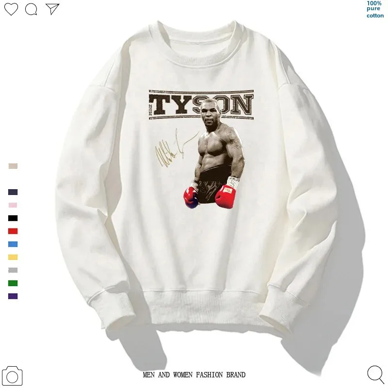 Street Hip Hop Style Tyson Printing Round Neck Sweatshirt For Men And Women Casual Upscale Graphic Design Sweatshirt