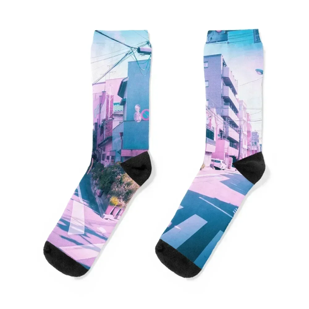 

Anime in Real Life Vaporwave Summer Day in Tokyo Residential area Socks hiphop compression Woman Socks Men's