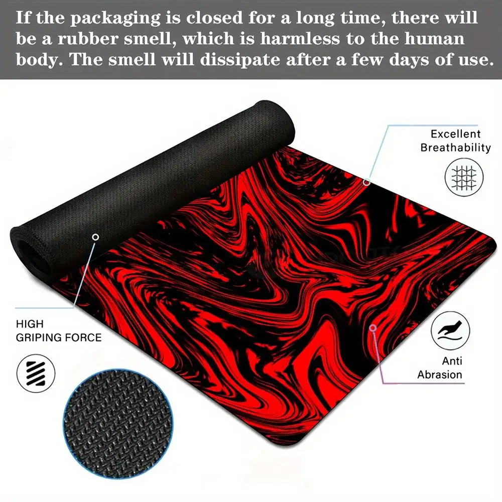 Rote Kunst, abstraktes fließendes Muster, Mauspad, Schreibtischunterlage mit genähtem Rand, rutschfest, langlebiges PC-Zubehör, Gaming-Matten, Mauspad-Teppich