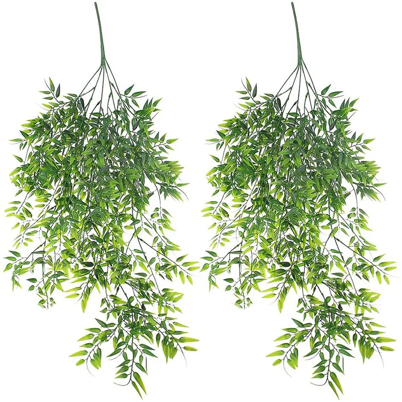 80cm Artificial Flower Bamboo Leaf Rattan Fake Green Leaf Vine Home Outdoor Decoration Hanging Plant Wedding Decorations