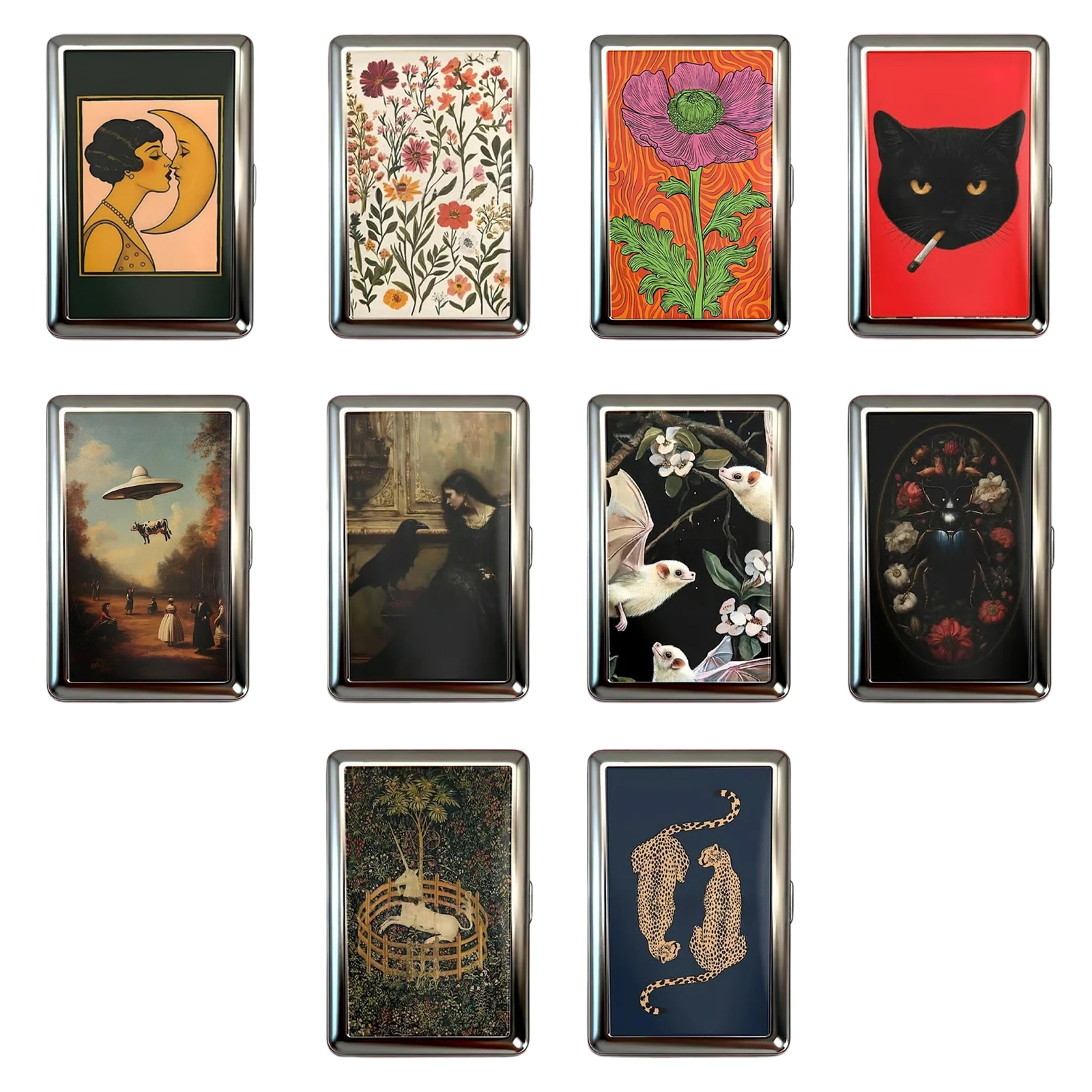 Vintage-Stil Metall-Zigarettenetui im Art-Deco-Design, Schlankes Etui für Blunts, Vielseitiges Etui für Karten und Bargeld für Damen und Herren – Detail 3