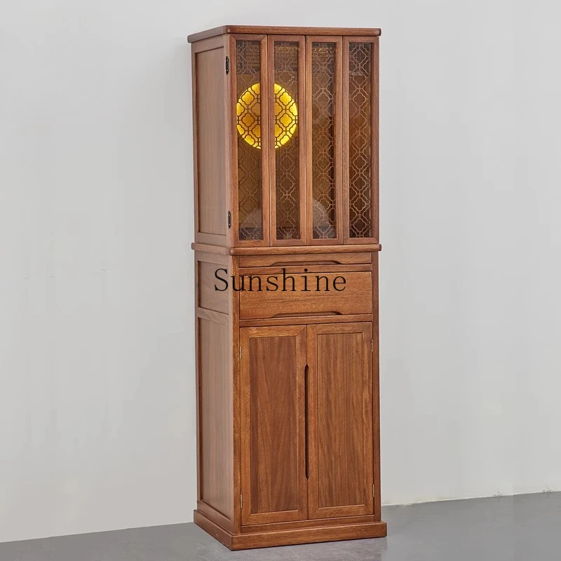 

New Chinese solid wood household land public casket with door dust-proof glass