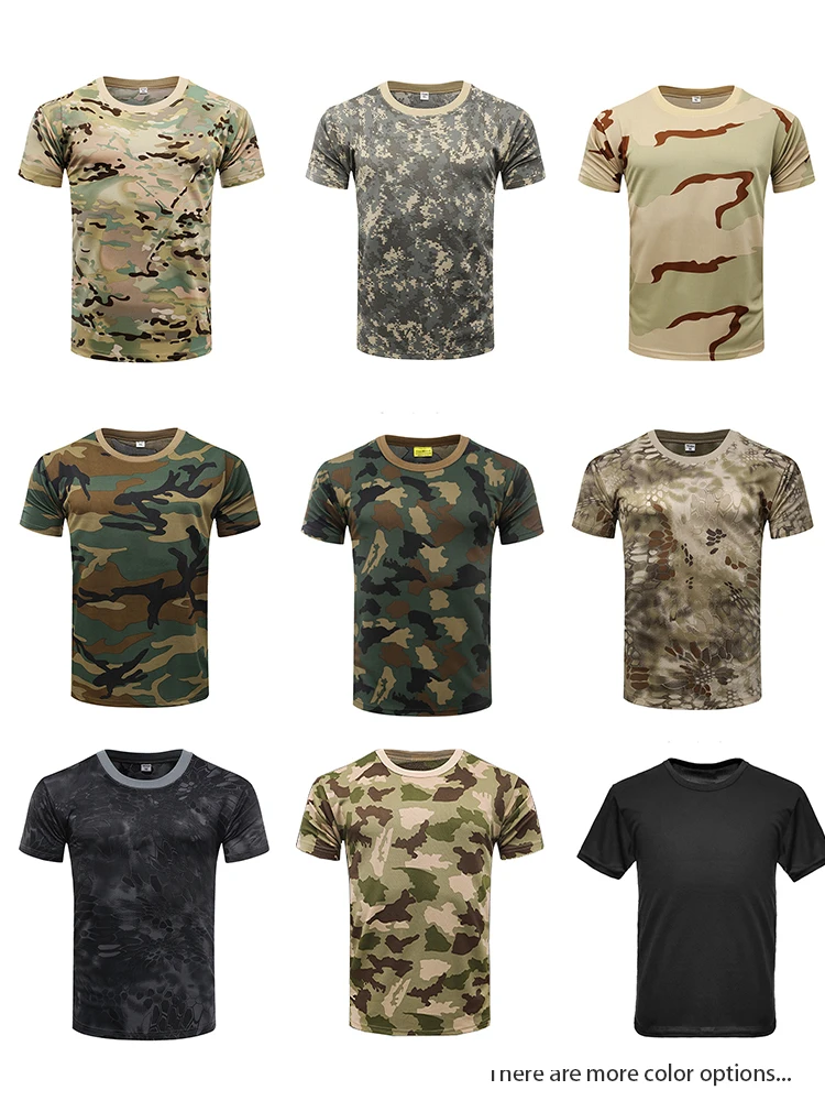 T-shirt mimetica tattica da uomo - T-shirt a maniche corte traspirante ad asciugatura rapida per allenamento estivo all'aperto e attività sportive