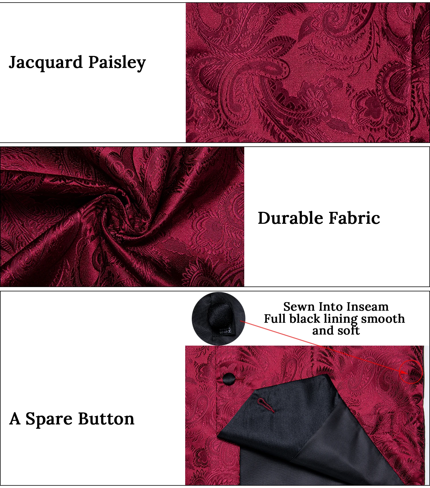 Zestaw 5 elementów: bordowa ka – Pocket Square Set recenzja i cena