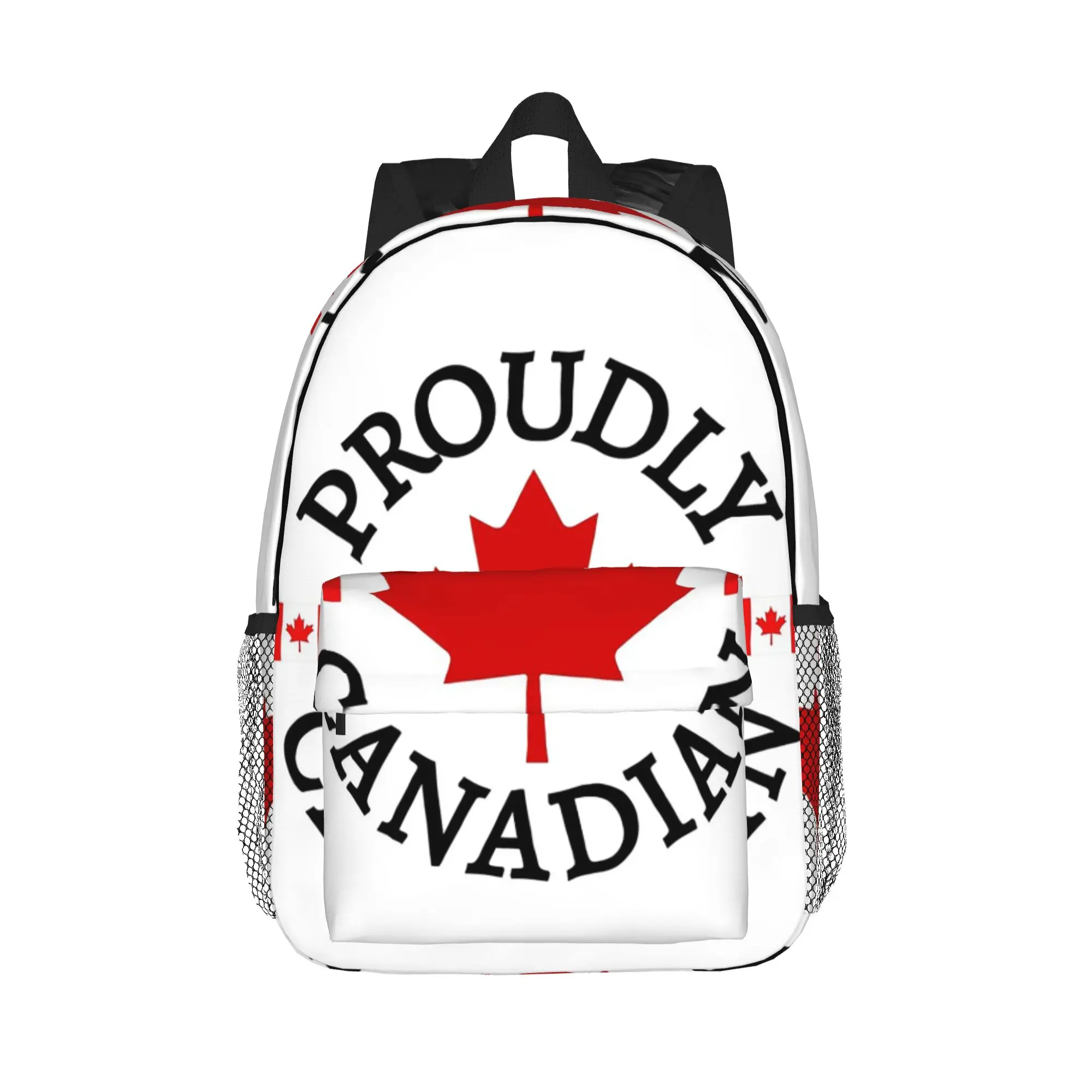 Proudly Canadian with Maple Leaf and Flag Canada Backpack Hot Sale Daypack BookBag Shoulder Bags for Men Women School Bag