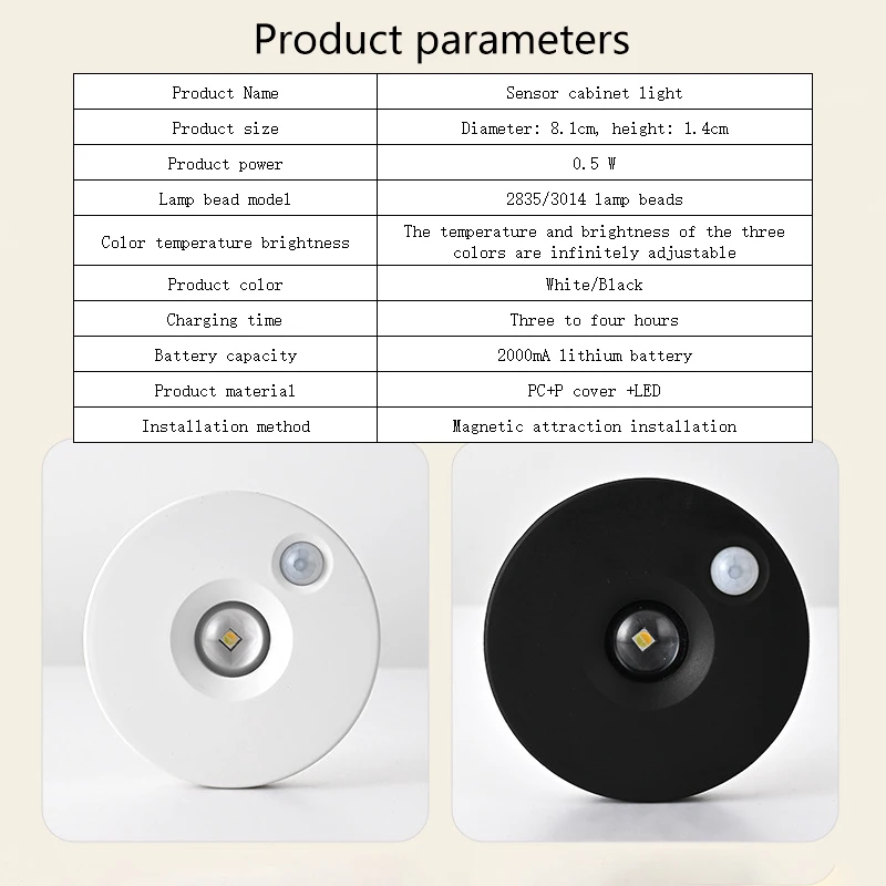 Circular remote control night light, wireless charging cabinet light, wardrobe wine cabinet, cat's eye light