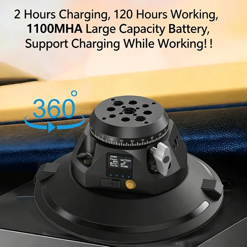 4.5 Inch Car Camera Suction Cup Electric Suction Cup 360° Adjustable Angle Automatic Suction Cup for Vehicle-mounted Action Cam