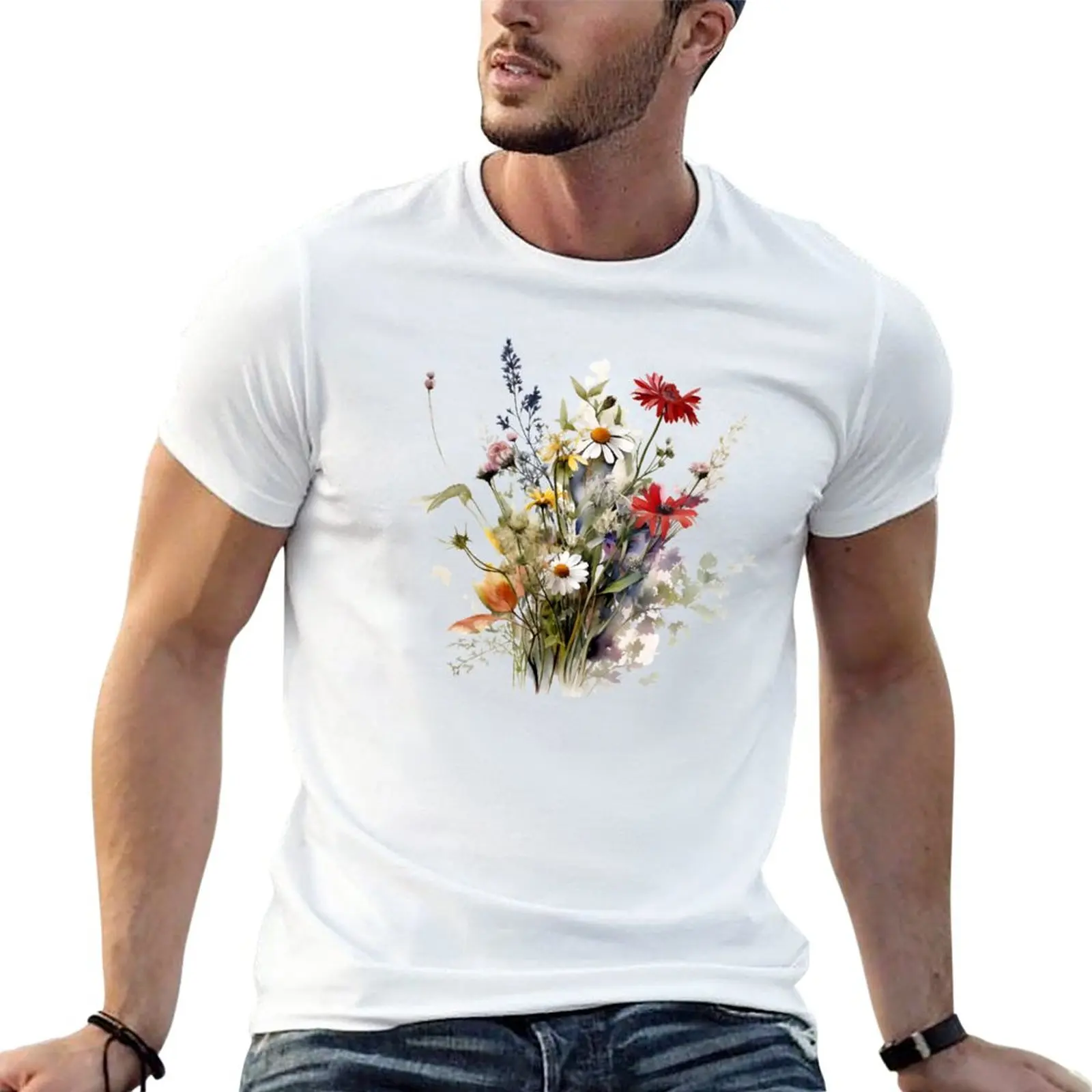 New Wild Flowers Botanical Flower Nature T-Shirt plain t-shirt aesthetic clothes T-shirts for men cotton