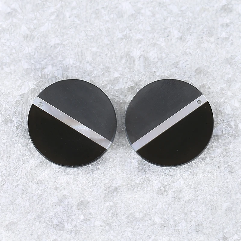 Semiprecious Natural Stone Jewelry Shell,Hematite,Obsidian Intarsia Earring Bead Accessories For Women 22x2.5mm,2g