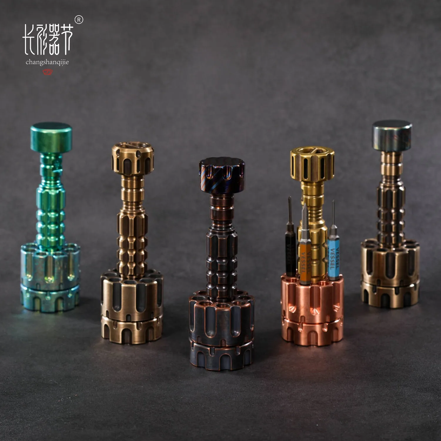 CSQJEDC Copper Brass Damascus EDC Fingertip Screwdriver EDC Multifunctional Decompression Toy