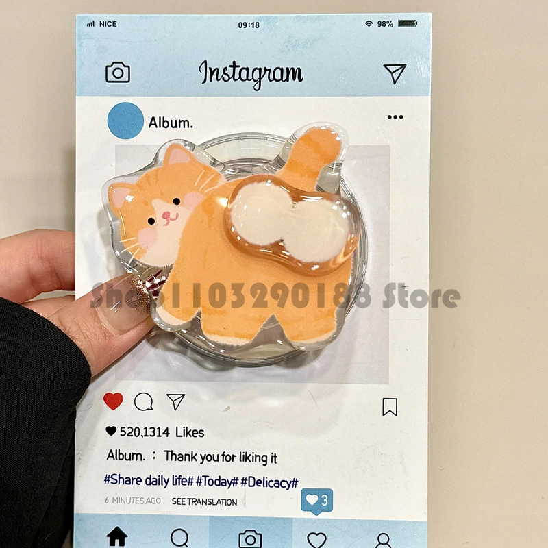 

Korean Cute Cartoon Ginger Cat Magnetic Holder Grip Tok Griptok Phone Stand Holder Support For iPhone For Pad Magsafe Smart Tok