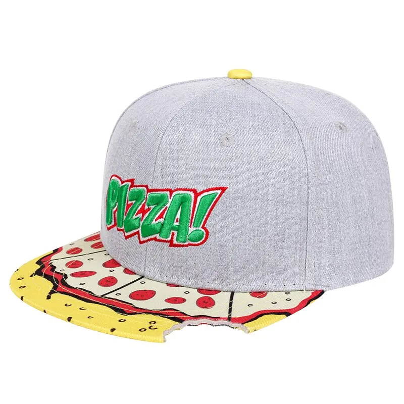 Unisex Letter Embroidery Pizza Printing Hip-hop Hats Outdoor Adjustable Casual Baseball Caps Sunscreen Hat