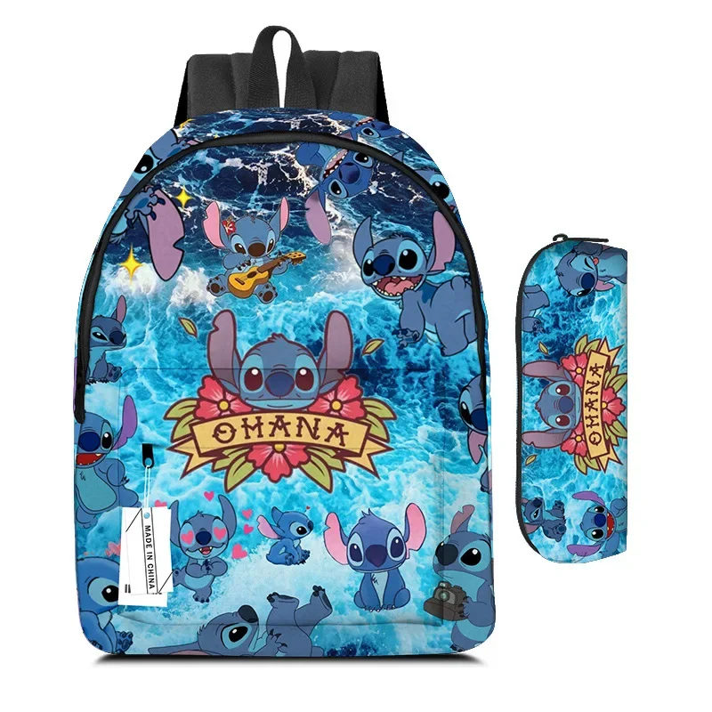 2pcs/set Mochila stitch disney Backpacks Bookbag Students School Bags Cartoon Rucksack Laptop Rucksack Pencil bag Shoulder Bag