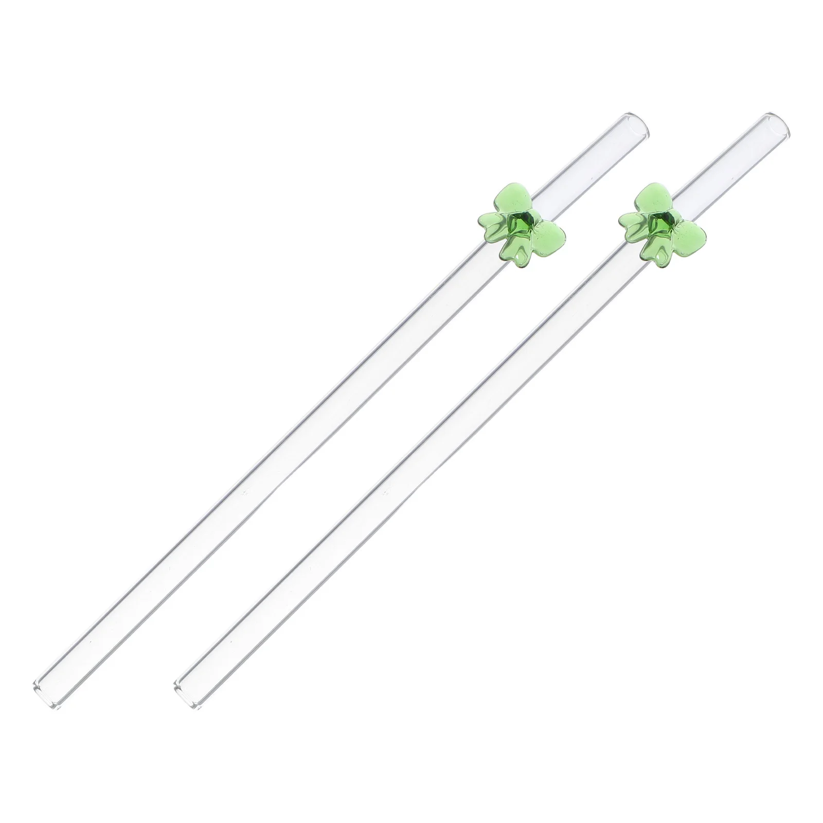 

2 Pcs Decorative Glass Straws Clear Smoothie Cold Drink Coffee Reusable Bow Drinking