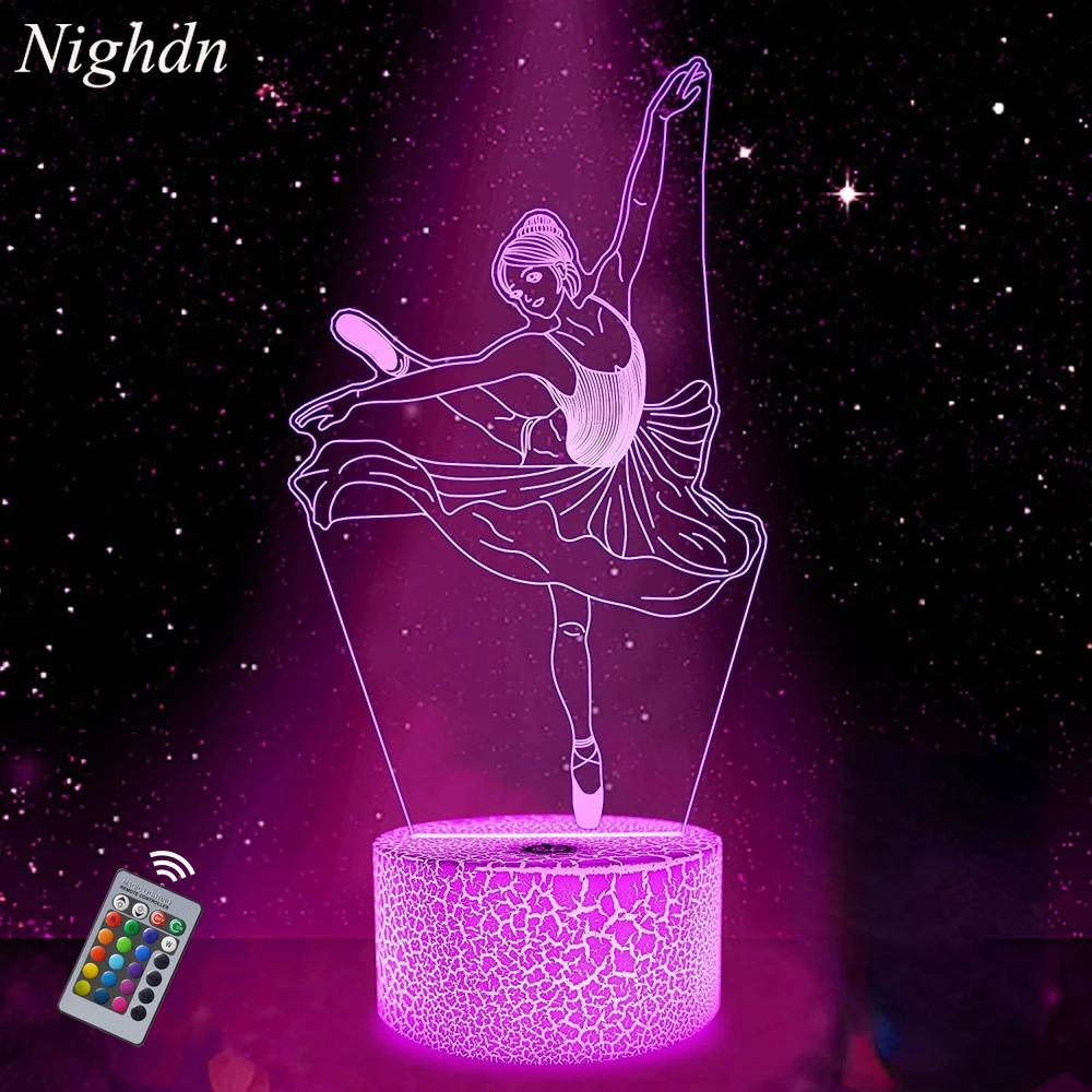 Ballet Dancer Night Light 3D Illusion Ballerina Beside Lamp for Kids 16 Color Changing Holiday Christmas Birthday Gift for Girls