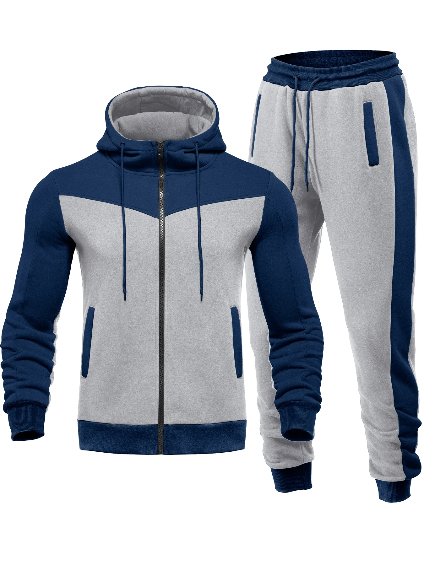 Men\'s Casual Hoodie Sweatsuits 2 Pieces Set Sports Long Sleeve Outfit Gym Tracksuit Set for Men