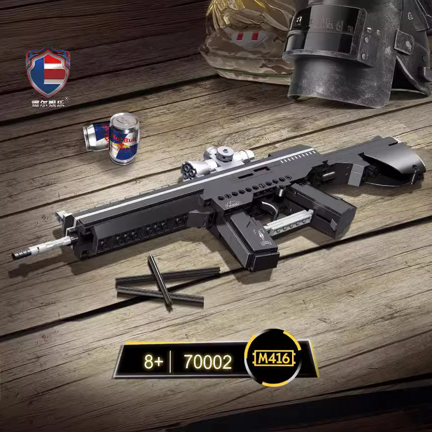 MOC Military Submachine Gun Building Block Toy Set Desert Eagle Pistol Rifle Modle Bricks Can Shot Bullet Toys for Boys Gifts