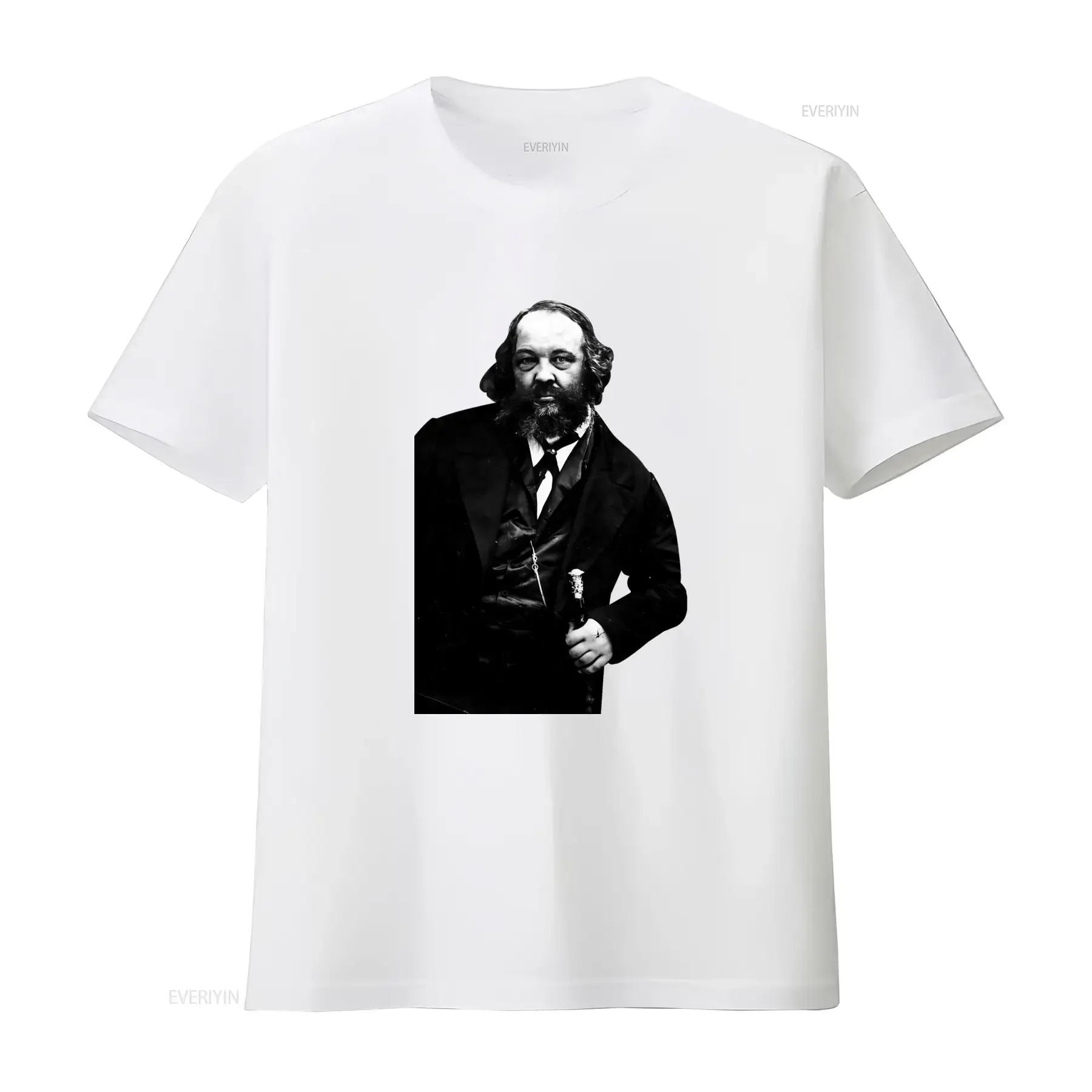 Mikhail Bakunin Anarchia Vintage Style T Shirt for Men and Women Unique Historical Figure Print High Quality Fabric vintage view 3
