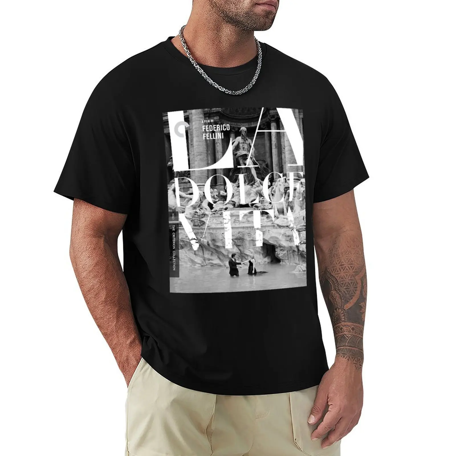 Lover Gifts La Dolce Vita Federico Fellini Retro Vintage T-Shirt Breathable Sportswear T-Shirt for Men