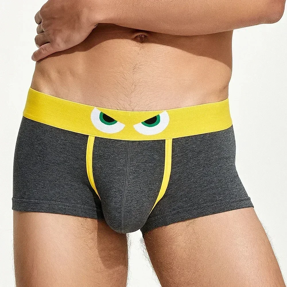 Summer Cotton Men Boxer Underwear Cute Eye Pattern Soft Breathable Casual Daily Underpants For Men