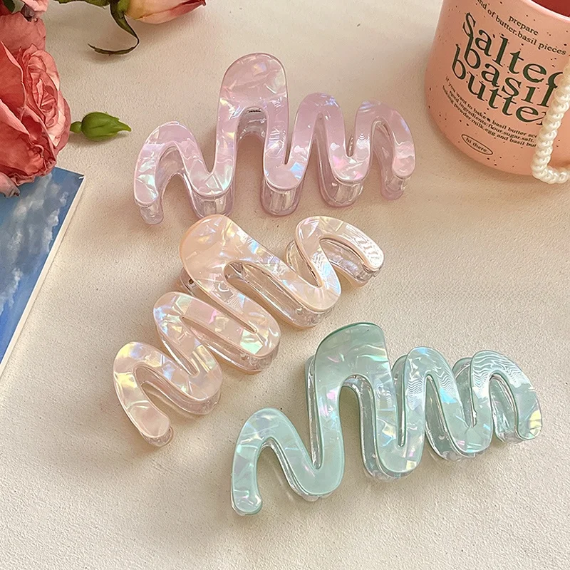 

Korean Sle High Quali Hair Accories Wave Mermaid Color ark Clamp Fi Tail Clip Faionable Hair ips And Clips