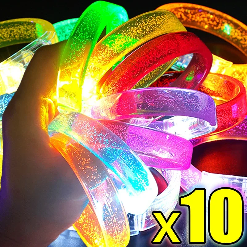 10/1Pcs LED Glow Bracelets Wristbands Glow in The Dark Party Supplies Neon Light Up Bracelet Toys Household Wedding Party Decor