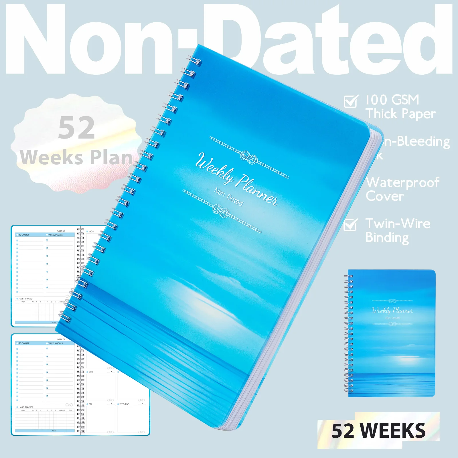 52 Wochen Monatsplaner-Agenda-Notizbuch, A5, linierter Ordner, 10 Seiten, mit PP-Abdeckung für Schüler, Schulbedarf, koreanisches Briefpapier